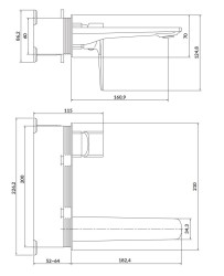 CERSANIT - Umyvadlov&aacute; baterie podom&iacute;tkov&aacute; včetně tělesa LARGA chrom (S951-386), fotografie 2/1