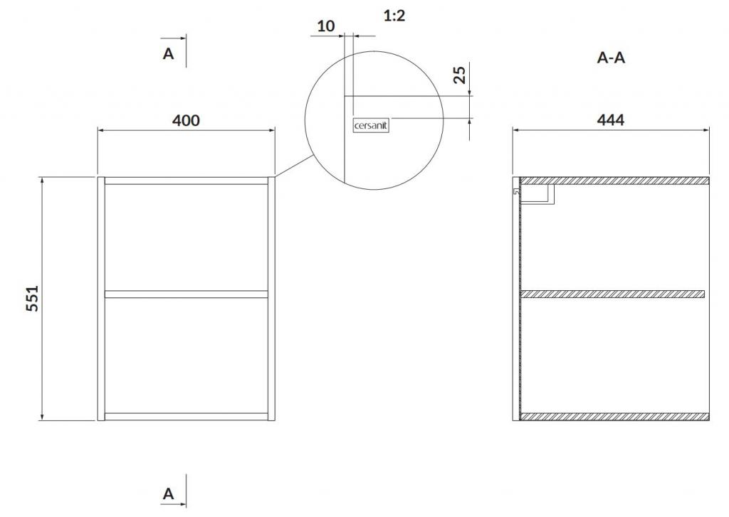 CERSANIT - Modulová otevřená spodní skříňka LARGA 40 bílá (S932-090)