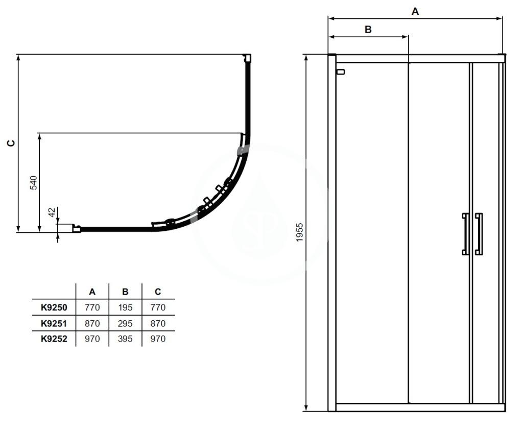 IDEAL STANDARD - Connect 2 Sprchový kout 800x800 mm, černá/čiré sklo (K9250V3)