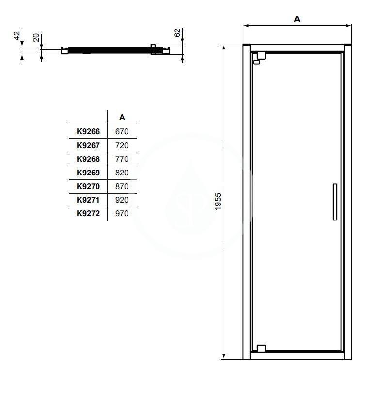 IDEAL STANDARD - Connect 2 Pivotové sprchové dveře 800 mm, černá/čiré sklo (K9268V3)