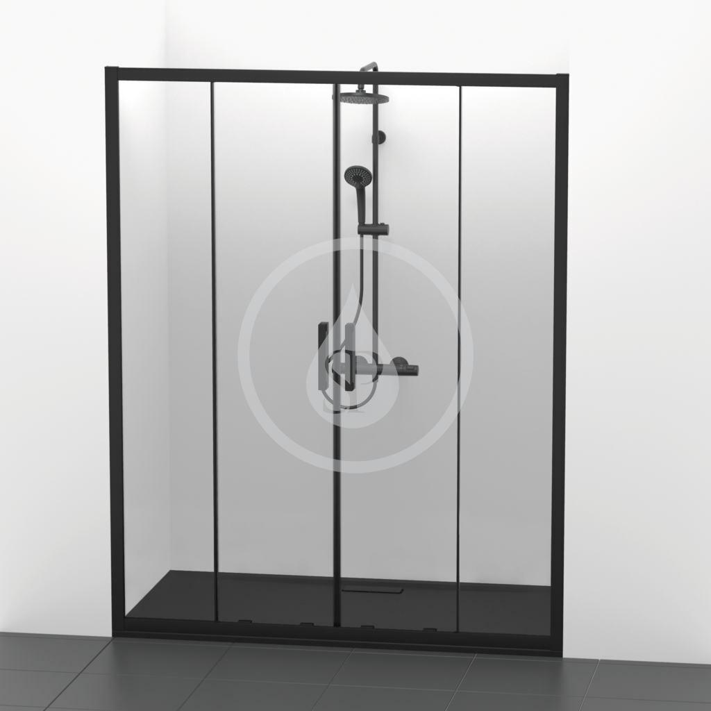 IDEAL STANDARD - Connect 2 Posuvné sprchové dveře, čtyřdílné, 1600 mm, černá/čiré sklo (K9282V3)
