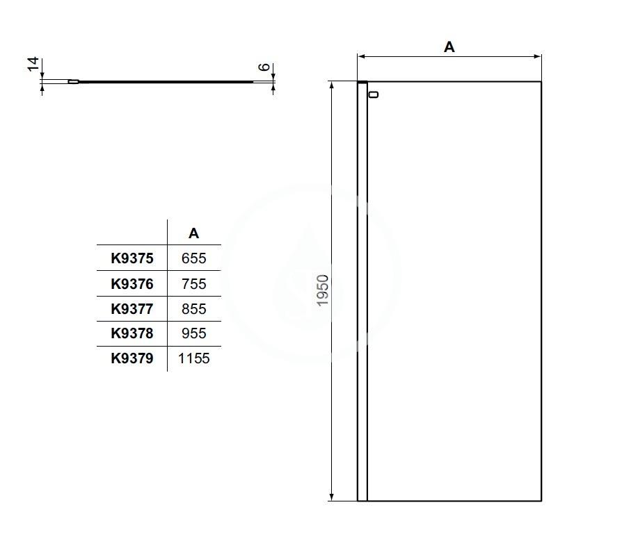 IDEAL STANDARD - Connect 2 Sprchová stěna Wetroom 1200 mm, černá/čiré sklo (K9379V3)