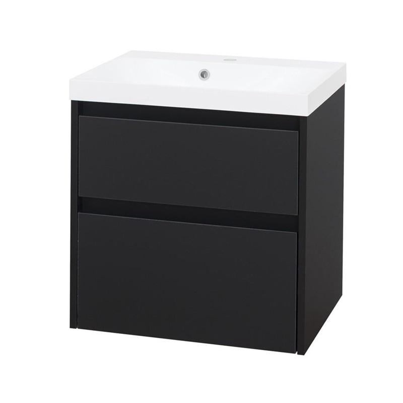 MEREO Opto, koupelnová skříňka s umyvadlem z litého mramoru 61 cm, černá CN940M