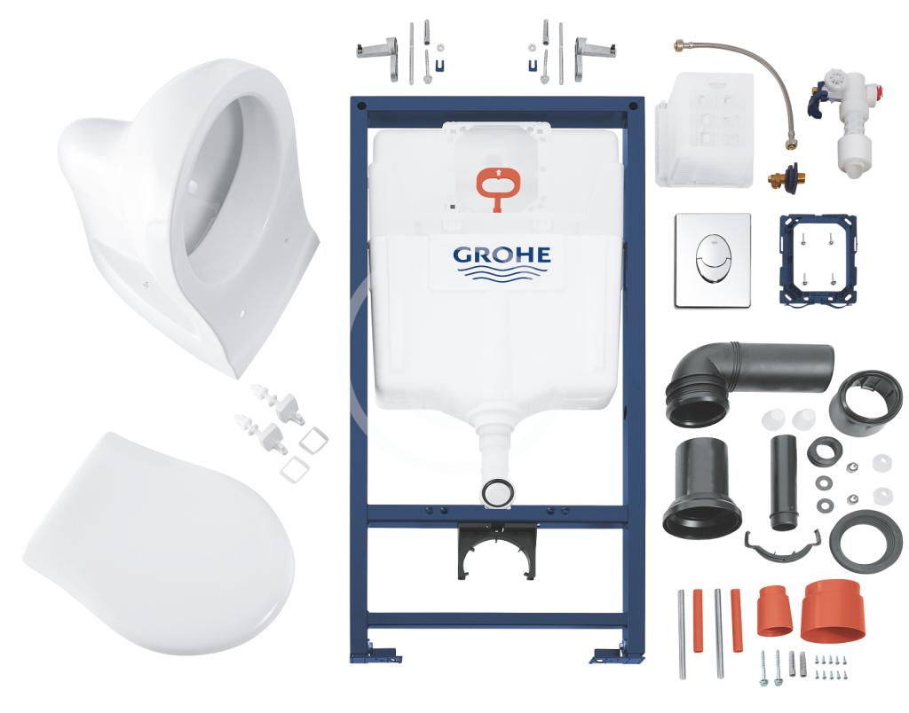 GROHE - Solido Set předstěnové instalace, klozetu a sedátka, softclose, tlačítko Skate Air, chrom (39192000)