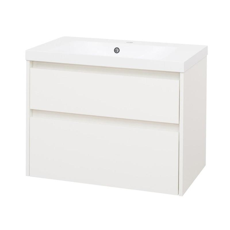 MEREO Opto, koupelnová skříňka s umyvadlem z litého mramoru 81 cm, bílá CN911M