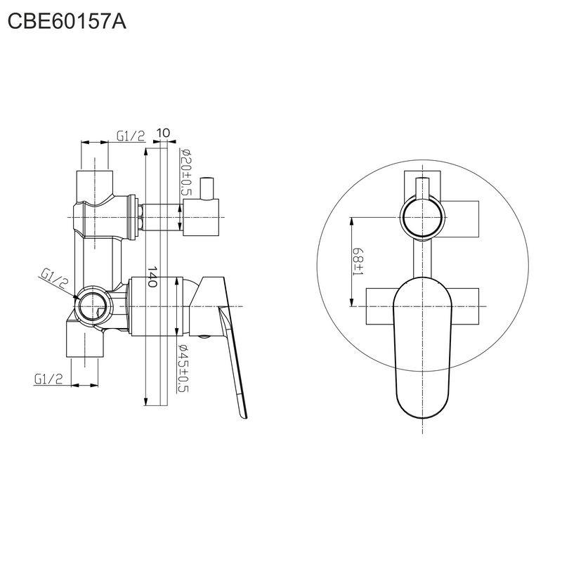 MEREO - Sprchová sada s  podomítkovou  baterií - 3-cestná - kulatý kryt (CB60157B1)