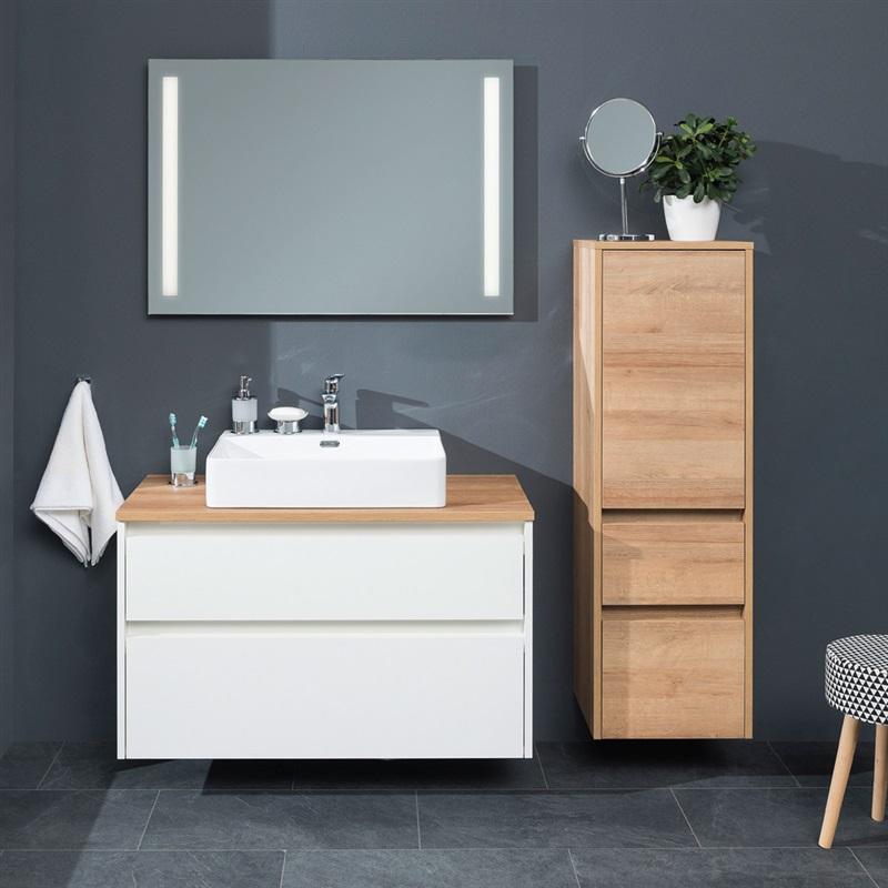 MEREO - Opto, koupelnová skříňka 101 cm, bílá/dub (CN932S)