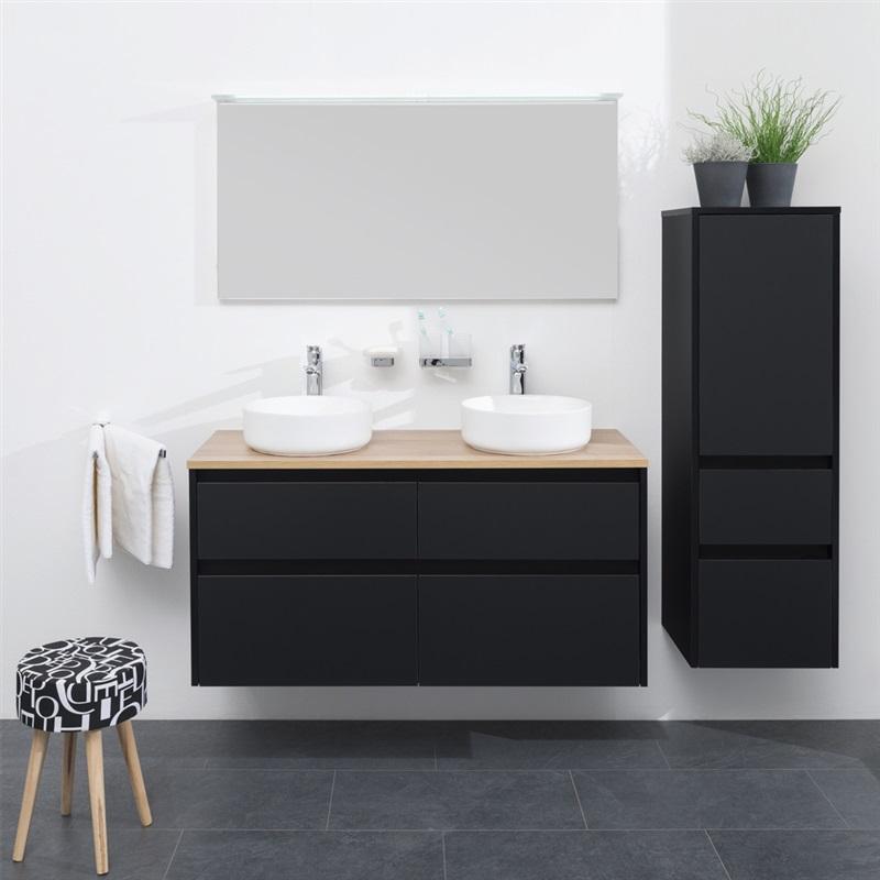 MEREO - Opto koupelnová skříňka vysoká 125 cm, levé otevírání, černá (CN944L)