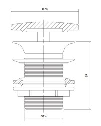 CERSANIT - V&yacute;pusť s keramickou z&aacute;tkou pro umyvadla bez přepadu euro b&iacute;l&aacute; (K11-2376), fotografie 2/1
