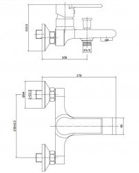 CERSANIT - Vanová nástěnná baterie VERSO s přepínačem, chrom (S951-402), fotografie 2/3