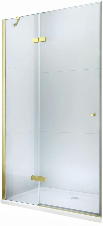 MEXEN Roma sprchové dveře křídlové 100 cm, transparent, zlatý se stěnovým profilem 854-100-000-50-00