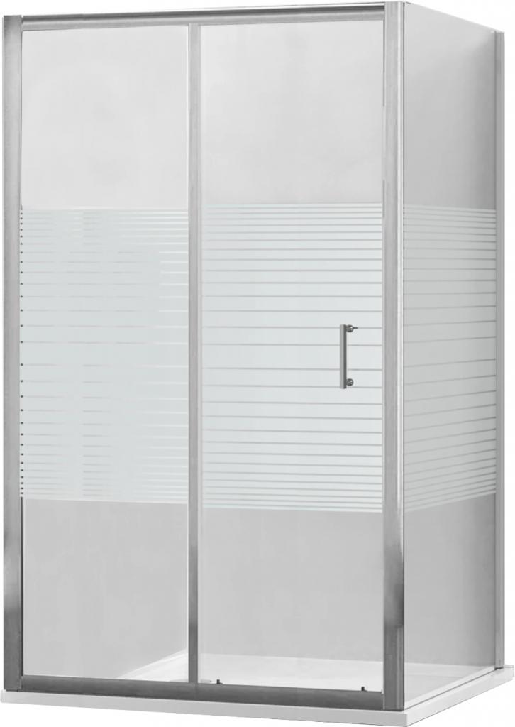 MEXEN/S Apia sprchový kout posuvný 100x70 cm, sklo transparent/pruhy, chrom + vanička 840-100-070-01-20-4010