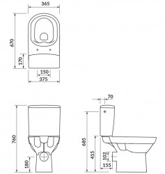 CERSANIT - WC kombi 602 CITY CLEAN ON 011 3/5 včetně sedátka duroplast (K35-036), fotografie 6/3