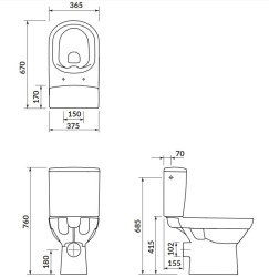 CERSANIT - WC kombi 601 CITY CLEAN ON 010 3/5 včetně sed&aacute;tka duroplast (K35-035), fotografie 6/3