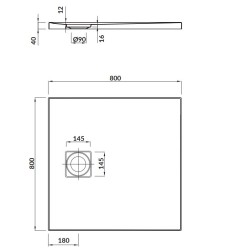 CERSANIT - Sprchov&aacute; vanička čtvercov&aacute; TAKO SLIM 80x4 + sifon VIR (S601-121), fotografie 10/5