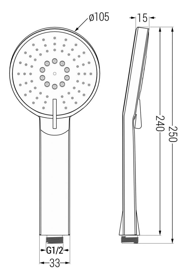 MEXEN - R-40 ruční sprcha 3-funkční černá (79540-70)