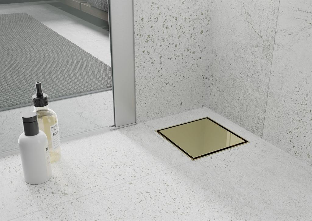 MEXEN - Plochá podlahová vpusť čtverec 12x12 cm zlato (1510012)