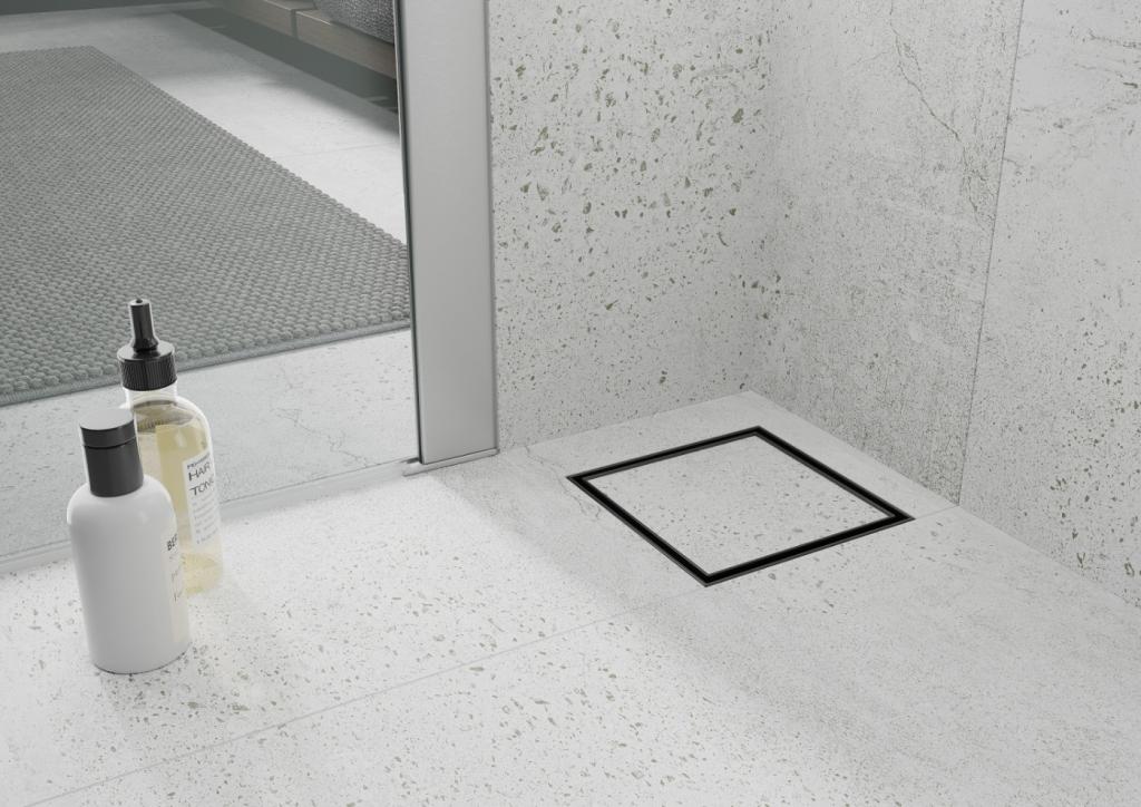 MEXEN - Plochá podlahová vpusť čtverec 15x15 cm černá (1710015)
