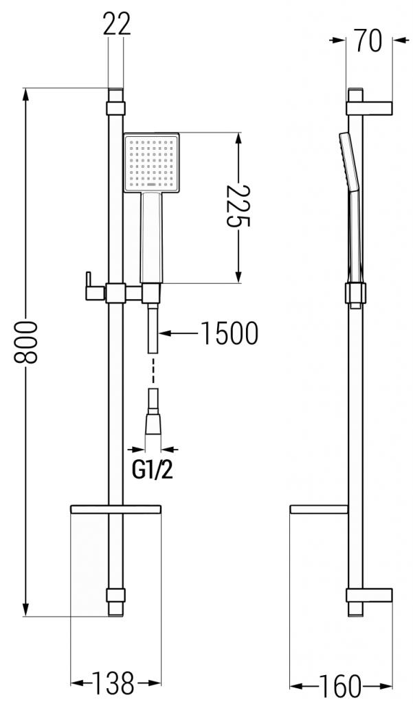 MEXEN/S - Royo DQ45 Set umyvadlové a sprchová baterie s příslušenstvím, chrom (72214DQ45-00)