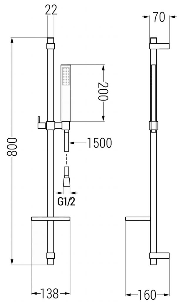 MEXEN/S - Estrella DQ02 Set umyvadlové a vanové baterie s příslušenstvím, chrom (72313DQ02-00)