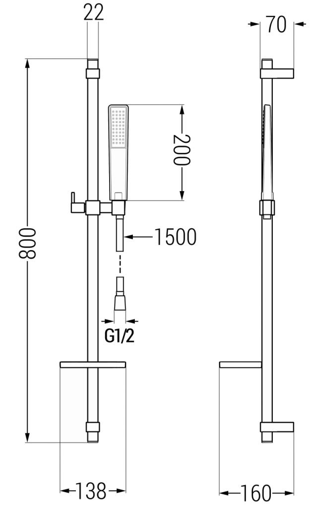MEXEN/S - Royo SET umyvadlová + sprchová baterie s příslušenstvím DQ72, černá (72214DQ72-70)