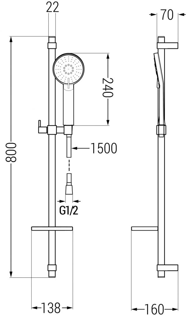 MEXEN/S - Alfa DQ40 Set umyvadlové a sprchové baterie s příslušenstvím, bílo/zlatá (745714DQ40-25)
