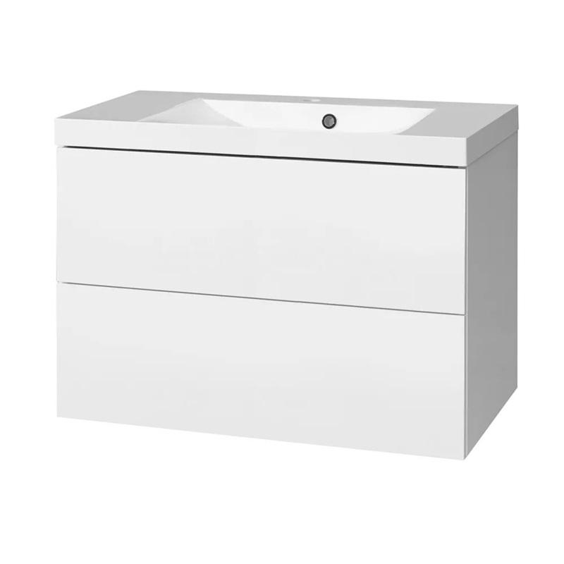 MEREO Aira, koupelnová skříňka s umyvadlem z litého mramoru 81 cm, bílá CN711M