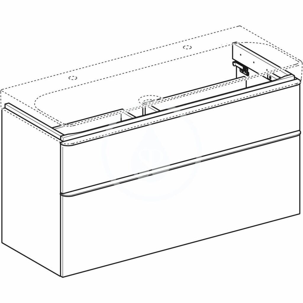 GEBERIT - Smyle Square Umyvadlová skříňka, 1184x470x617 mm, 2 zásuvky, lesklá bílá/matná bílá (500.355.00.1)