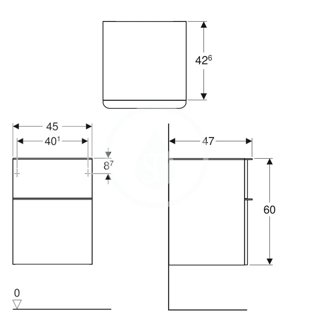 GEBERIT - Smyle Square Boční skříňka, 2 zásuvky, pískově šedá (500.357.JL.1)