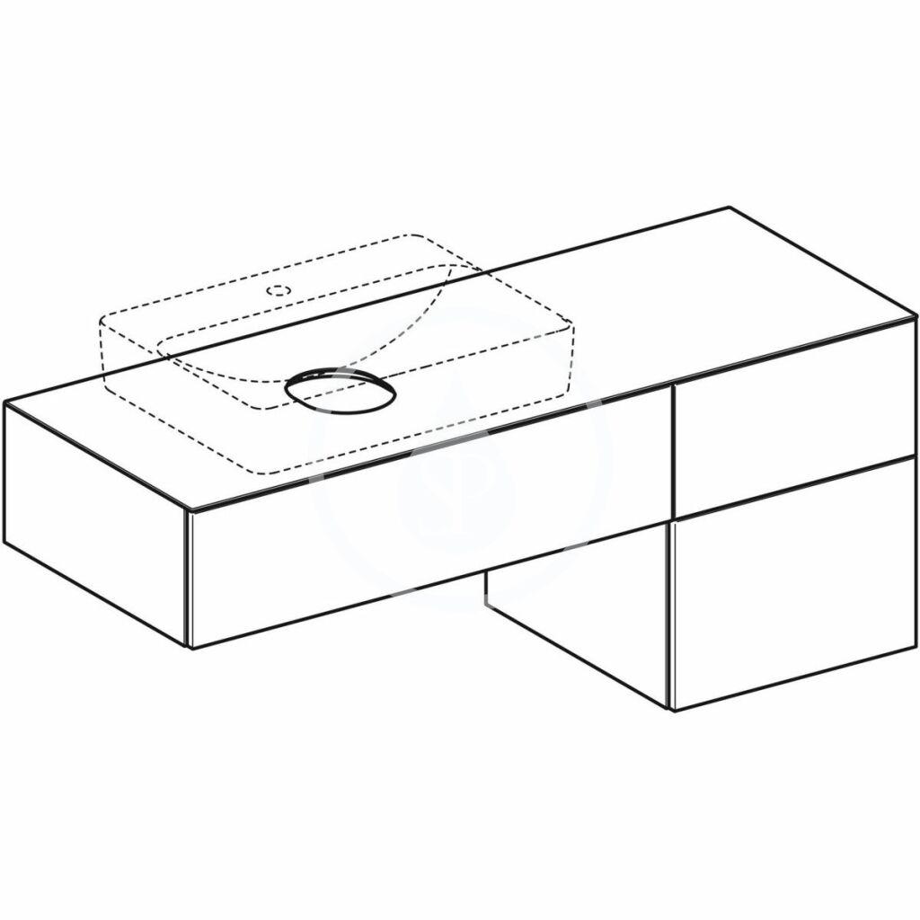 GEBERIT - VariForm Umyvadlová skříňka, 1350x510x550 mm, 3 zásuvky, zápachová uzávěrka, dub (501.193.00.1)