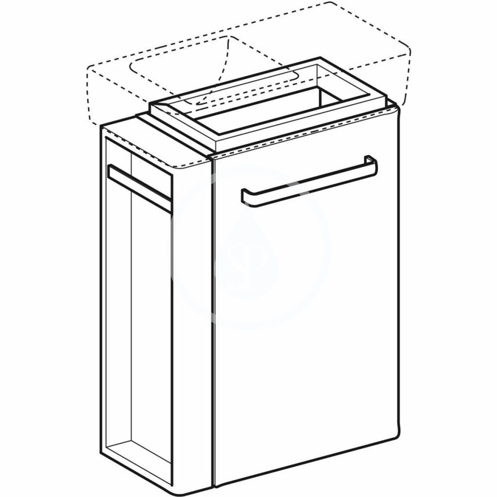 GEBERIT - Selnova Compact Umyvadlová skříňka, 448x252x604 mm, 1 dvířka, panty vpravo, lesklá bílá/matná bílá (501.496.00.1)