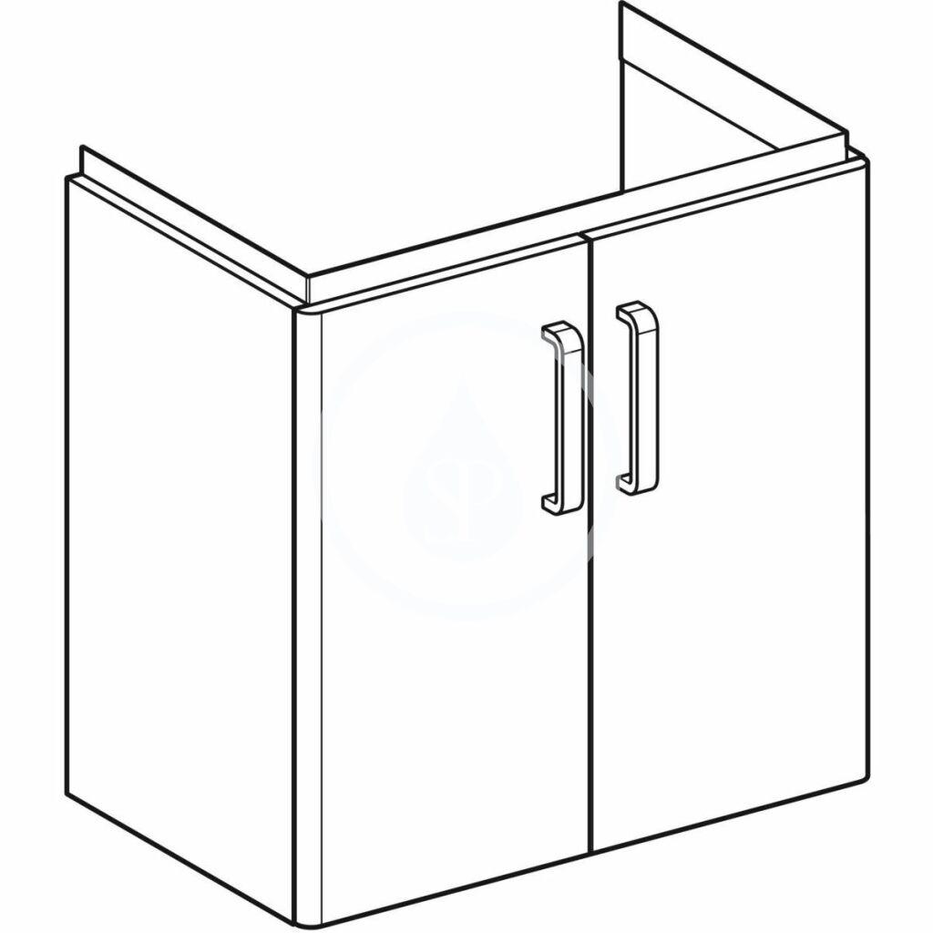 GEBERIT - Selnova Compact Umyvadlová skříňka, 597x397x605 mm, 2 dvířka, lesklá bílá/matná bílá (501.658.01.1)
