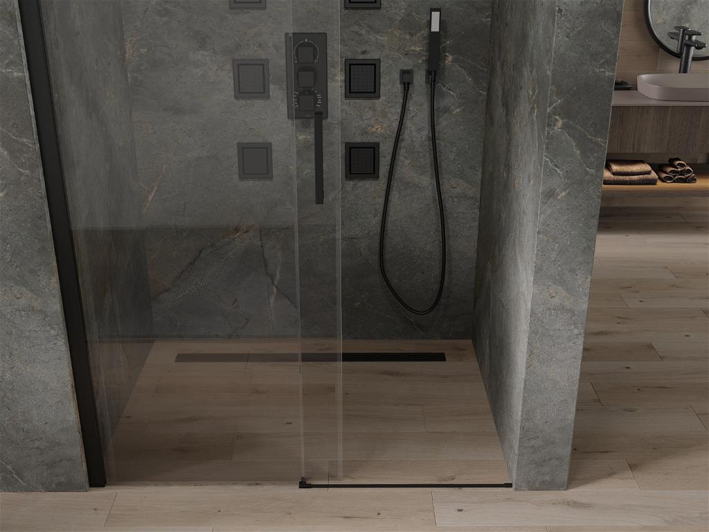 MEXEN - Omega posuvné sprchové dveře 100 cm, transparent, černá se sadou pro niku (825-100-000-70-00)