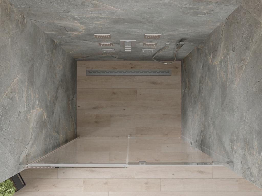 MEXEN - Omega posuvné sprchové dveře 140 cm, transparent, chrom se sadou pro niku (825-140-000-01-00)