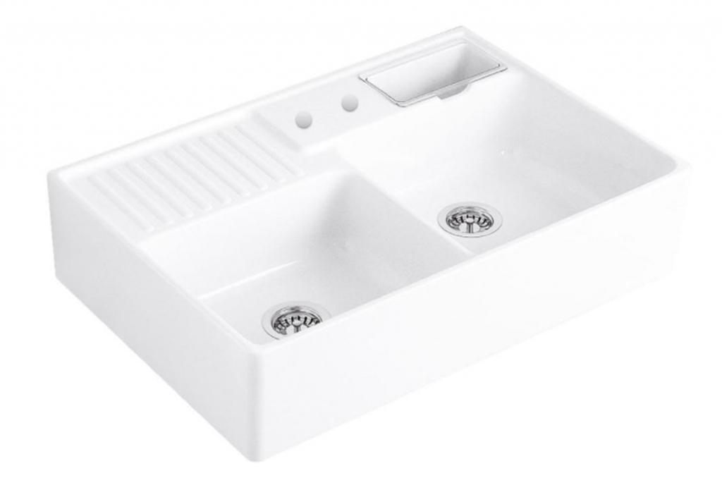 VILLEROY & BOCH Keramický dřez Double-bowl sink White alpin modulový   895 x 630 x 220 bez excentru 632391R1HL12