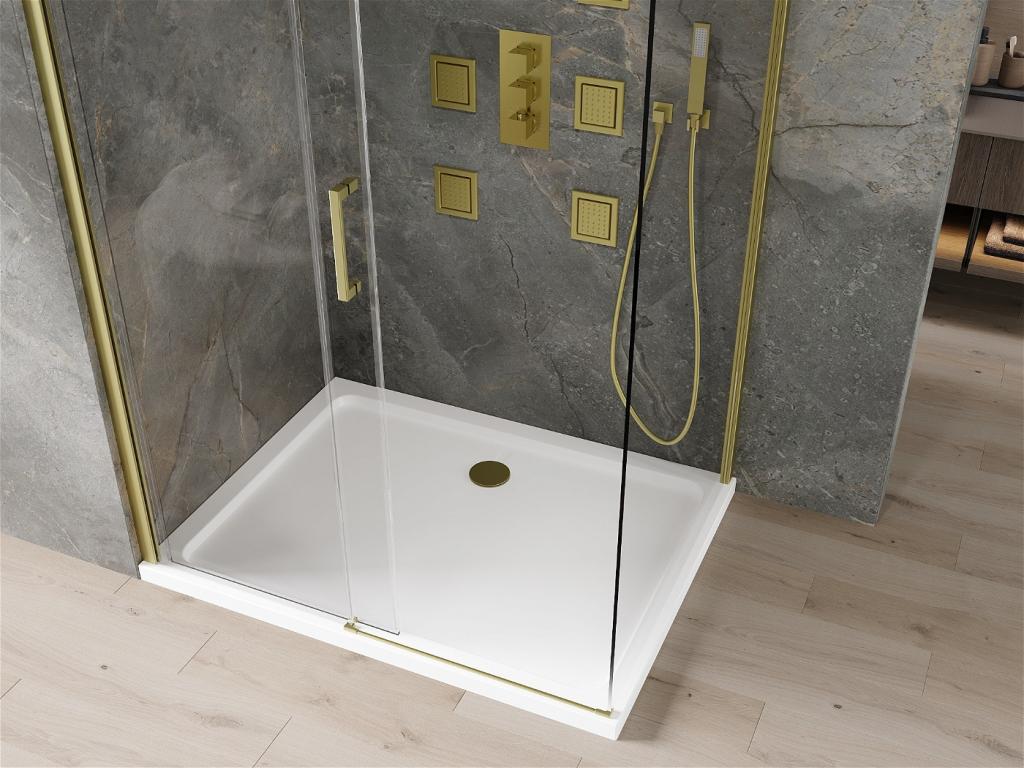 MEXEN/S - Omega obdélníkový sprchový kout 130x90 cm, transparent, zlatý + vanička (825-130-090-50-00-4010)
