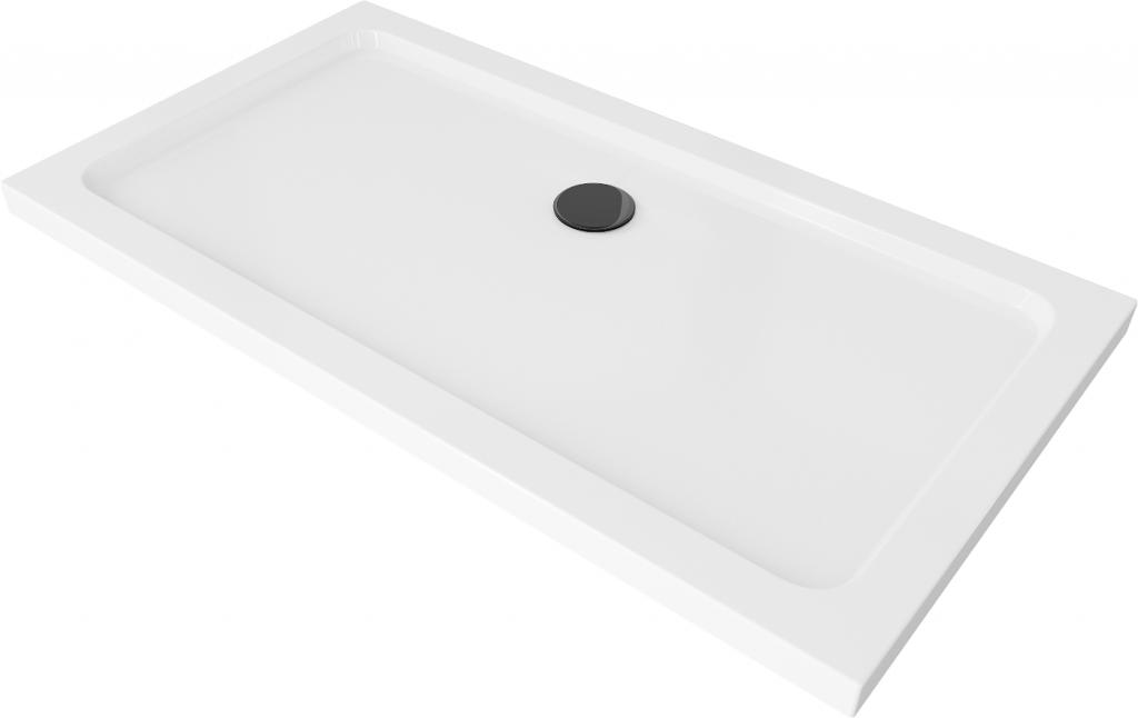 MEXEN/S Flat sprchová vanička obdélníková slim 140 x 70 cm, bílá + černý sifon 40107014B