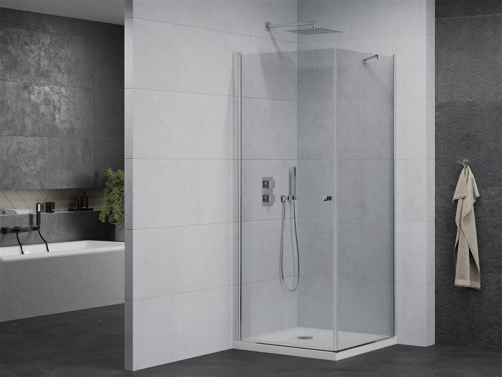 MEXEN/S - Pretoria otevírací sprchový kout 70x70 cm, sklo transparent, chrom + vanička (852-070-070-01-00-4010)