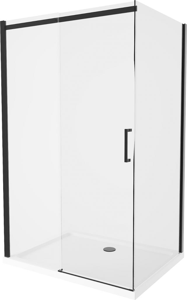 MEXEN/S Omega sprchový kout 140x100 cm, transparent, černá + bílá vanička se sifonem, 825-140-100-70-00-4010B