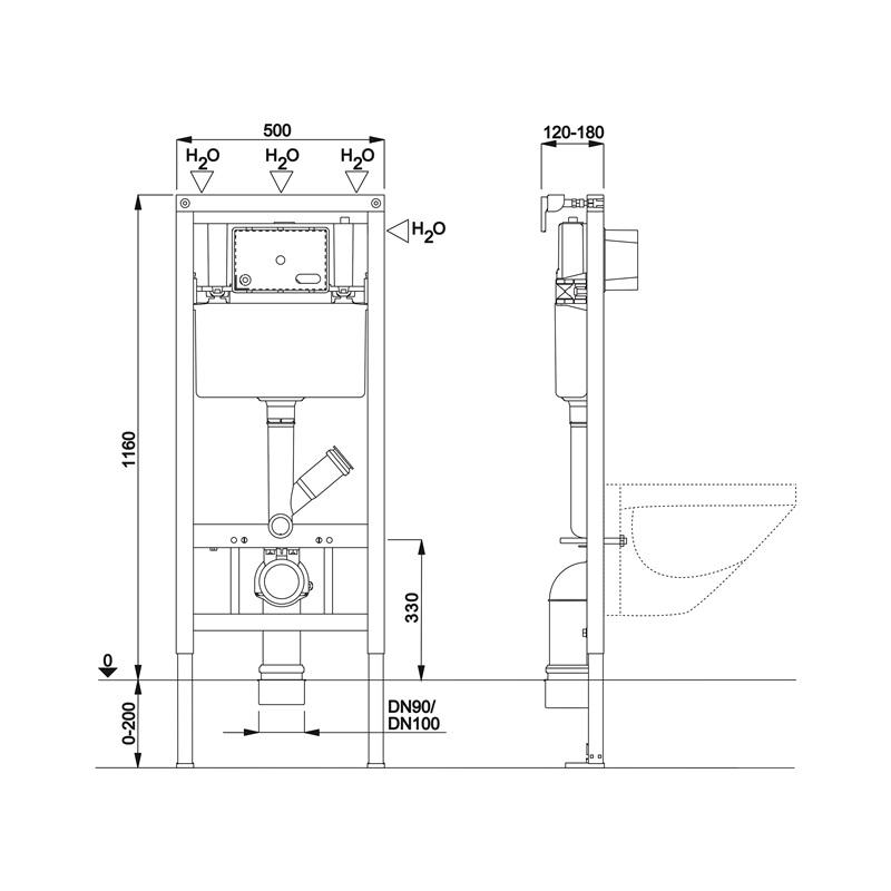 MEREO - WC komplet pro sádrokarton s příslušenstvím (MM02SETR)