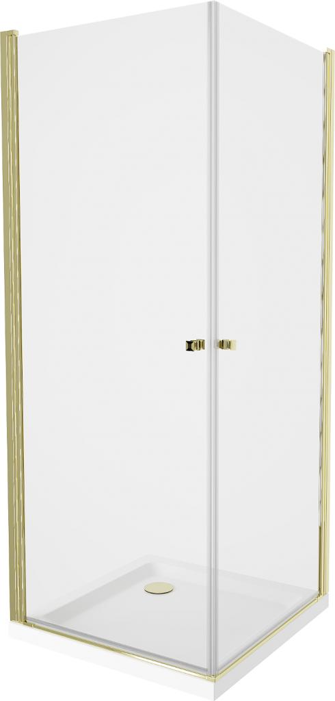 MEXEN/S PRETORIA duo sprchový kout 90 x 90 cm, transparent, zlatá + vanička včetně sifonu 852-090-090-50-02-4010G