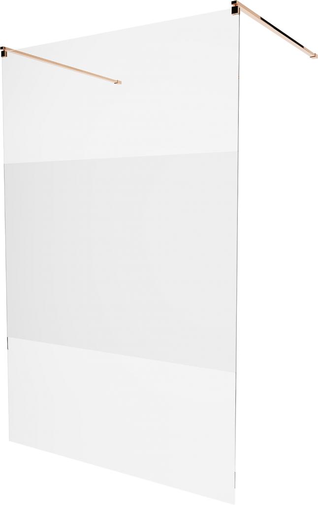 MEXEN/S KIOTO samostatně stojící sprchová zástěna 100 x 200 cm, transparent/matné sklo 8 mm, růžové zlato 800-100-002-60-35