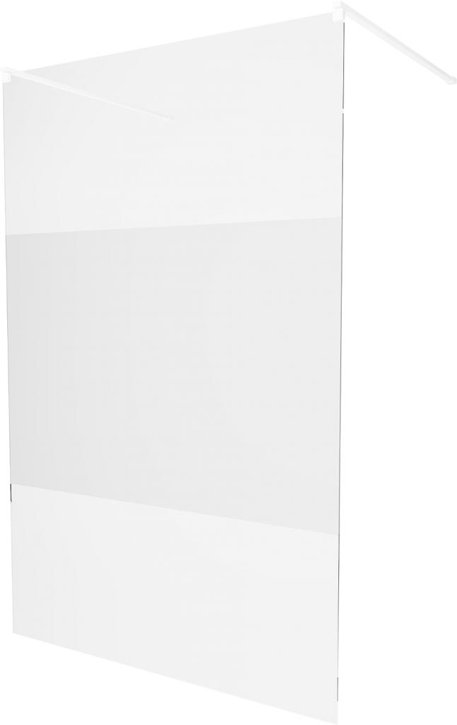 MEXEN/S KIOTO samostatně stojící sprchová zástěna 120 x 200 cm, transparent/dekor 8 mm, bílá 800-120-002-20-35