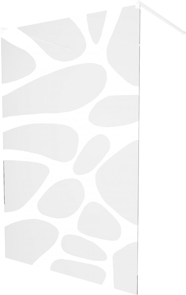 MEXEN/S KIOTO samostatně stojící sprchová zástěna 120 x 200 cm, transparent/bílý vzor 8 mm, bílá 800-120-002-20-97