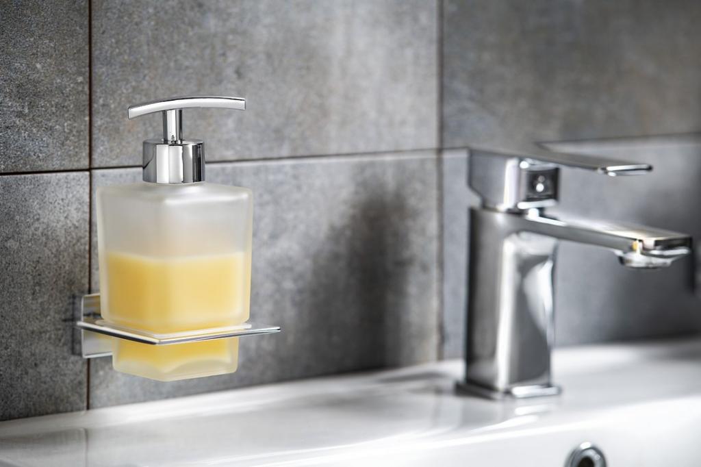 AQUALINE - APOLLO dávkovač mýdla, 200 ml, mléčné sklo, chrom (1416-19)