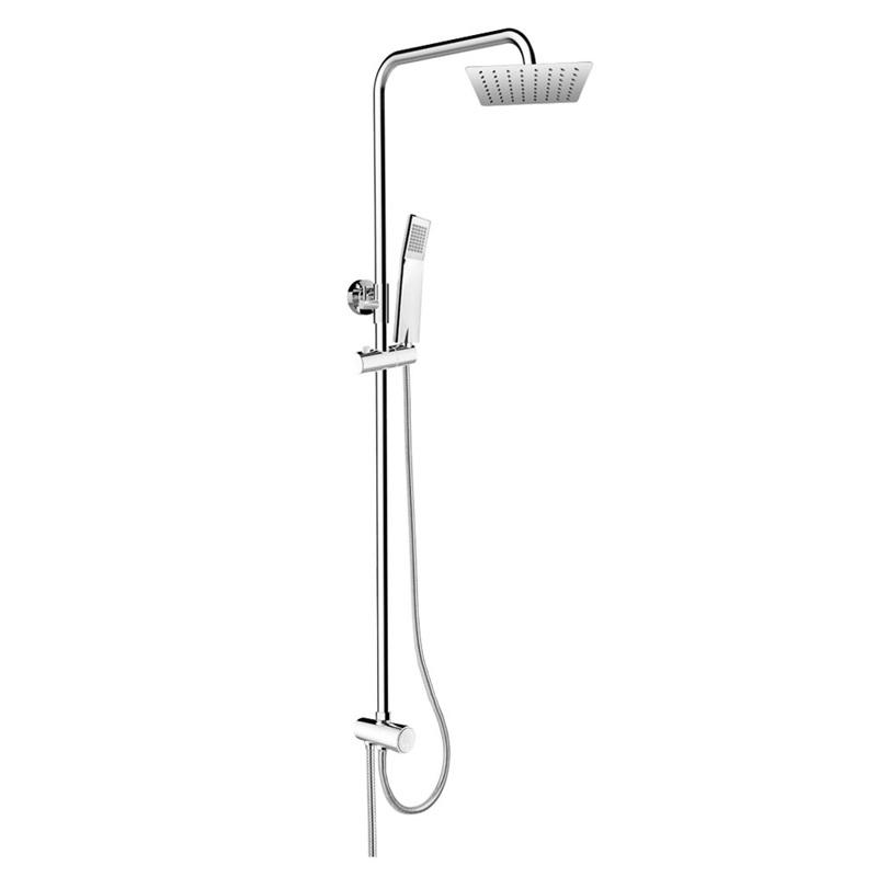 MEREO Sprchový set s tyčí hranatý, nerezová hlavová sprcha a třípolohová ruční sprcha CB95001SS2