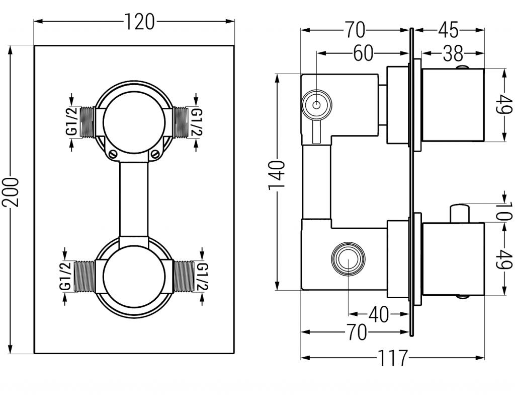 MEXEN/S - Cube DR02 podomítkový sprchový SET + slim sprcha 30 cm, grafit (77502DR0230-66)