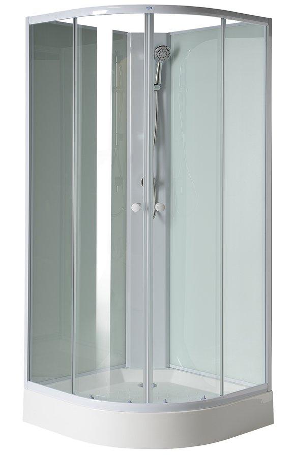 AQUALINE AIGO čtvrtkruhový sprchový box 900x900x2040 mm, bílý profil, čiré sklo YB93