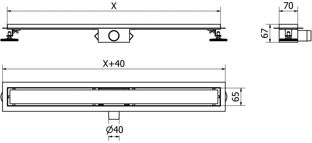 MEXEN - Flat odtokový žlab bez roštu  90 cm chrom (1015090)