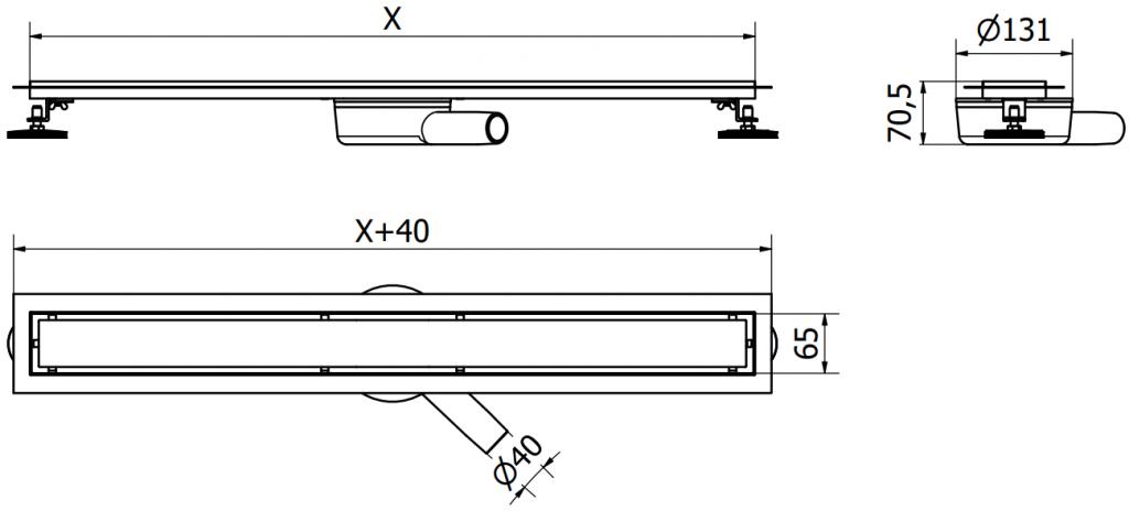 MEXEN/S - Flat 360 ° MGW podlahový žlab 70 cm otočný bílé sklo (1027070-40)